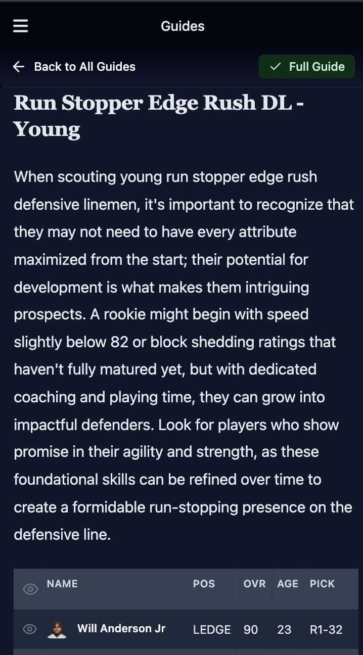 Preview of Madden Tools guides showing expert draft strategy content