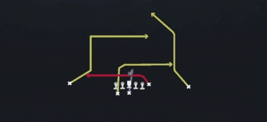 Play diagram for Inside Cross from Far Pro in Madden 27