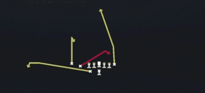 Play diagram for Curls from Far Tight Slot in Madden 27