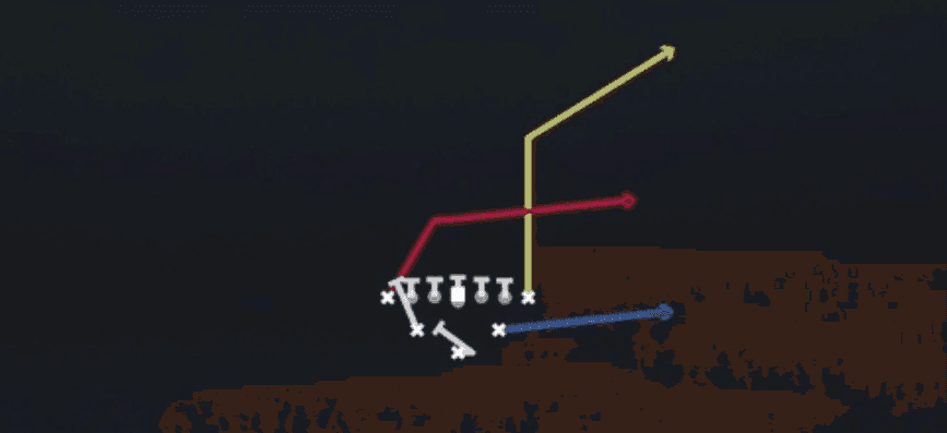 Play diagram for PA Ctr Waggle from Full House Tight in Madden 27