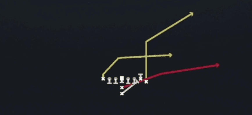 Play diagram for PA Power O from Goal Line Offense Normal in Madden 27