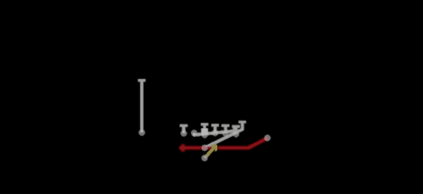 Play diagram for End Around Power from I Form Close in Madden 27