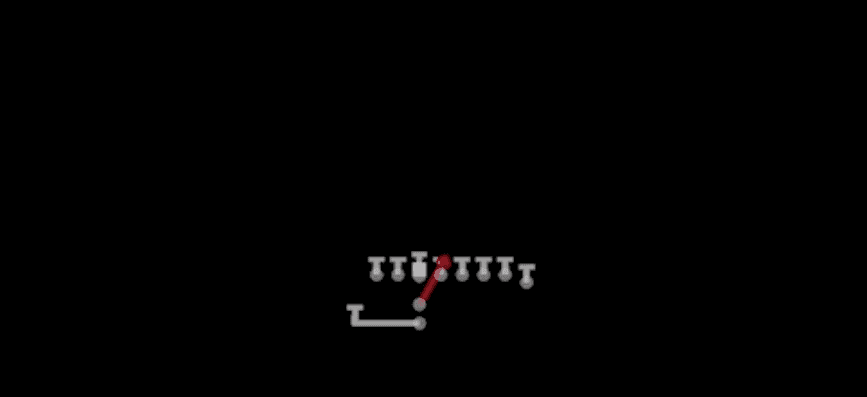 Play diagram for FB Dive from I Form Hulk in Madden 27
