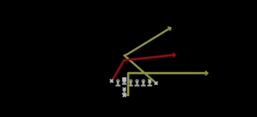 Play diagram for PA Cross from I Form Hulk in Madden 27