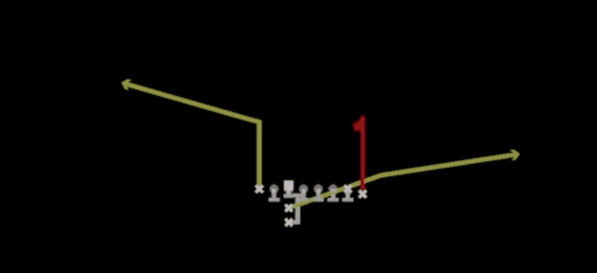 Play diagram for PA FB Flat from I Form Hulk in Madden 27
