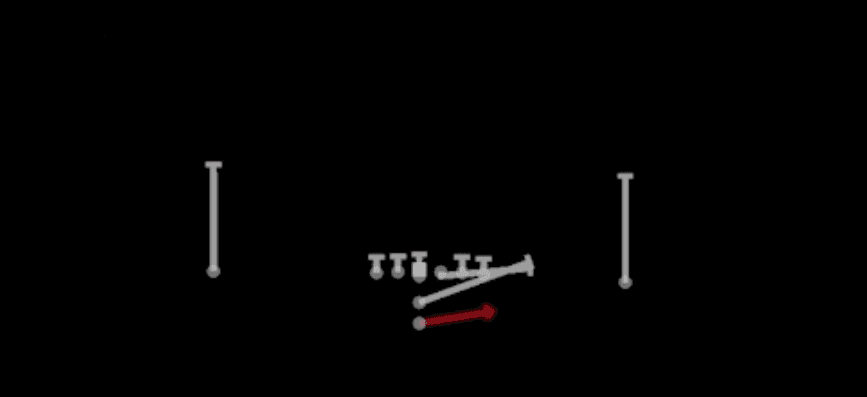 Play diagram for HB Toss from I Form Pro in Madden 27
