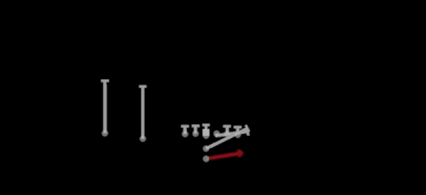 Play diagram for HB Toss from I Form Slot in Madden 27