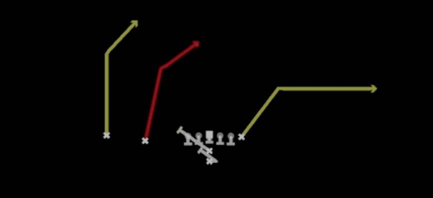 Play diagram for PA Ctr Waggle from I Form Slot in Madden 27