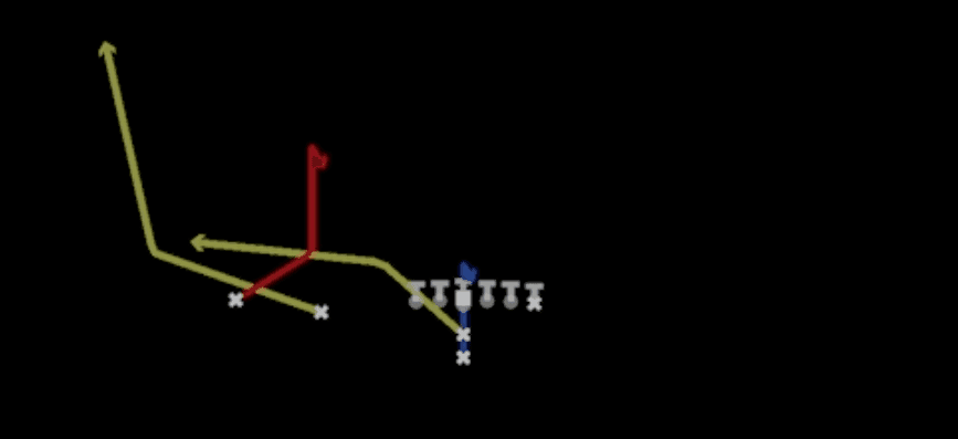 Play diagram for PA Switch Curl from I Form Slot in Madden 27