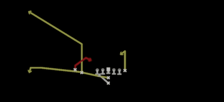 Play diagram for PA Spot from I Form Slot Close in Madden 27