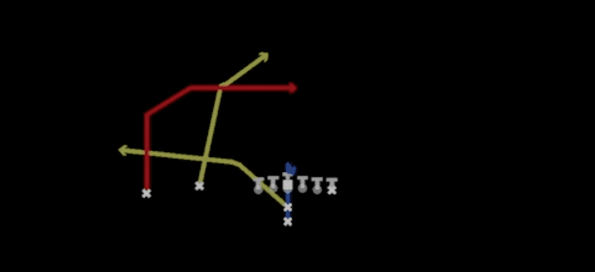 Play diagram for PA Dagger from I Form Slot Flex in Madden 27