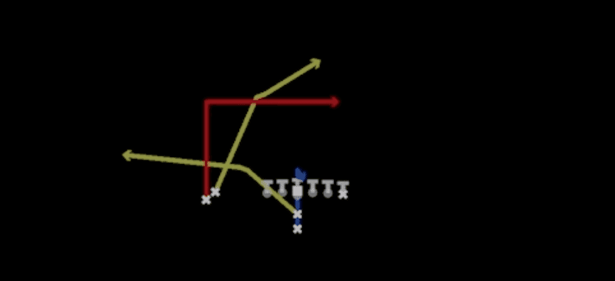 Play diagram for PA Dagger from I Form Slot Stack in Madden 27