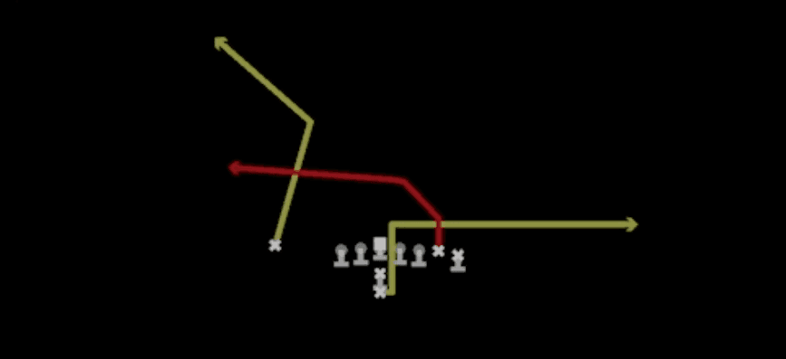Play diagram for PA Close Cross from I Form Wing in Madden 27