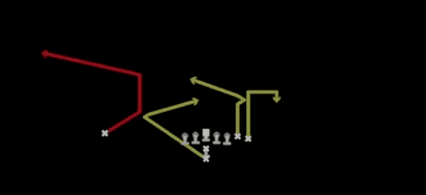 Play diagram for WR Corner from I Form Wing in Madden 27