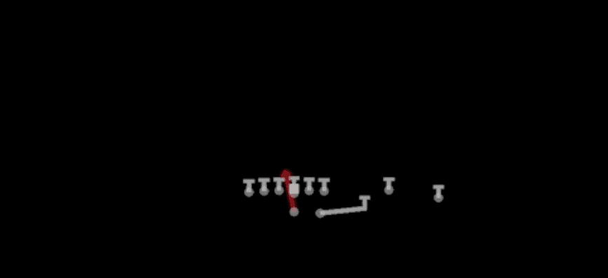 Play diagram for FB Dive Weak from Near Y Left Slot in Madden 27