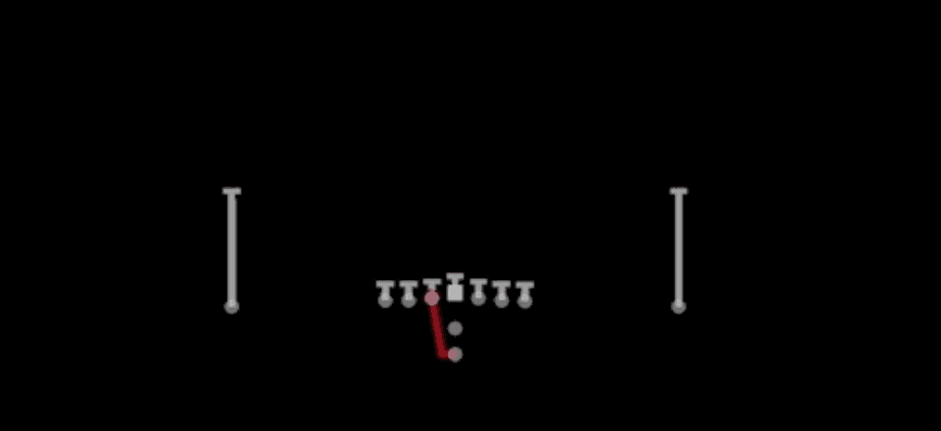 Play diagram for HB Slam from Pistol Ace in Madden 27