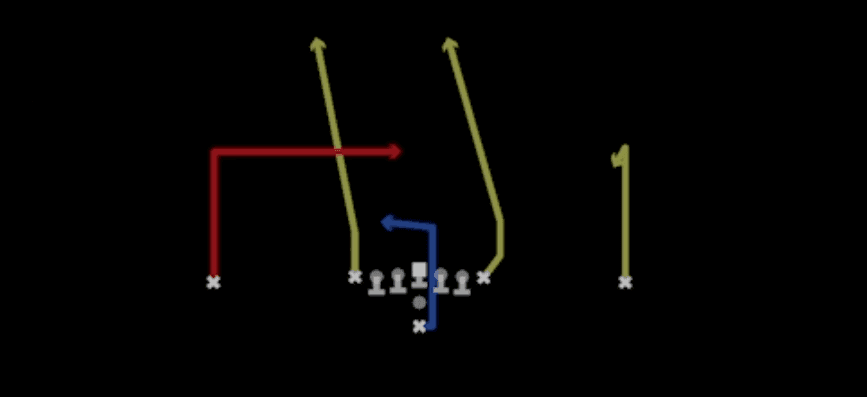 Play diagram for PA Deep In from Pistol Ace in Madden 27