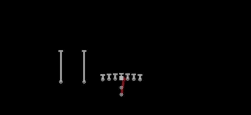 Play diagram for HB Dive from Pistol Ace Slot in Madden 27