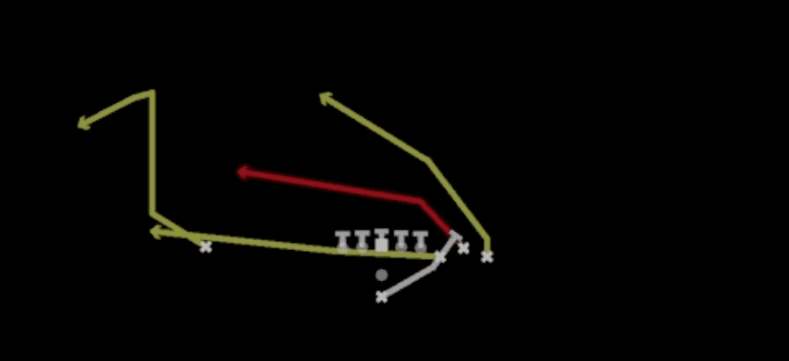 Play diagram for PA Boot Slide from Pistol Bunch in Madden 27