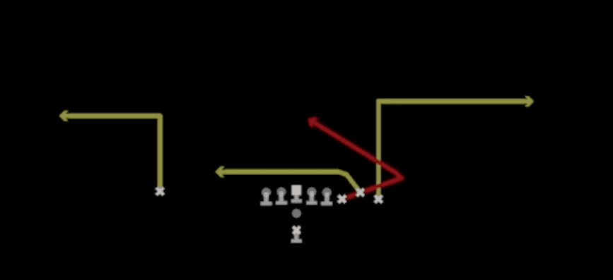 Play diagram for TE Angle from Pistol Bunch in Madden 27
