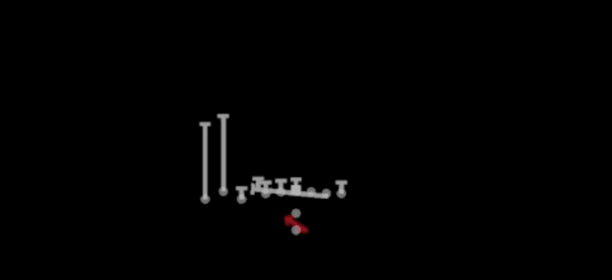 Play diagram for HB Counter from Pistol Bunch TE in Madden 27