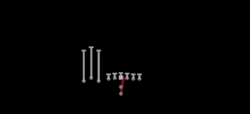 Play diagram for HB Dive from Pistol Bunch TE in Madden 27