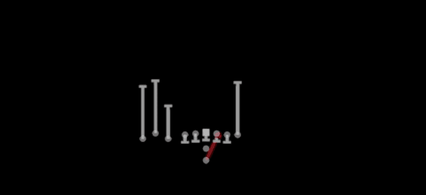 Play diagram for HB Draw from Pistol Bunch TE in Madden 27