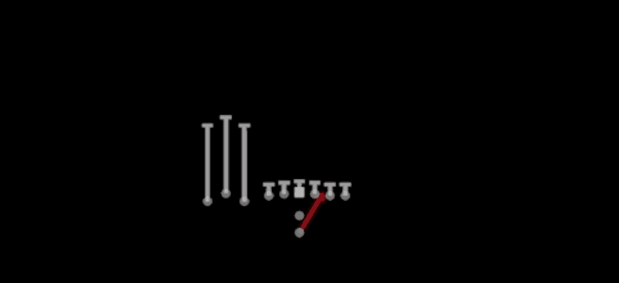 Play diagram for HB Zone from Pistol Bunch TE in Madden 27