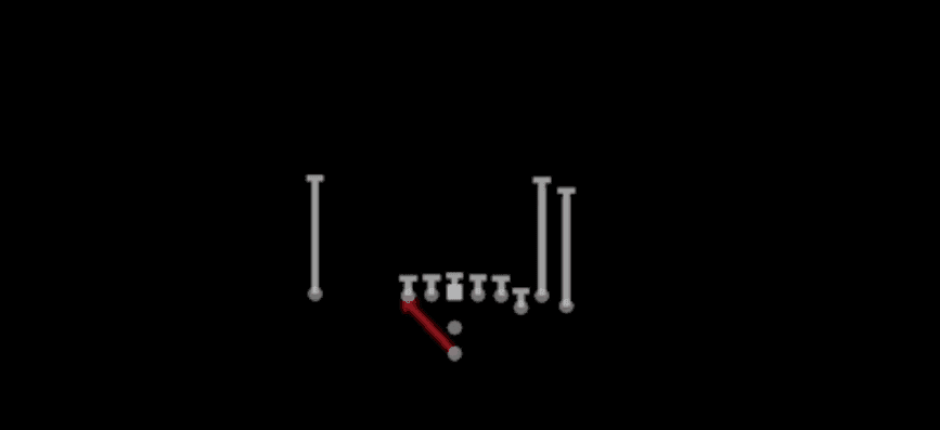 Play diagram for HB Zone Wk from Pistol Bunch X Nasty in Madden 27