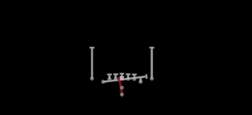 Play diagram for Inside Zone Split from Pistol Deuce Close in Madden 27