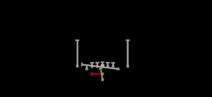 Play diagram for Y Lead Read Option from Pistol Deuce Close in Madden 27