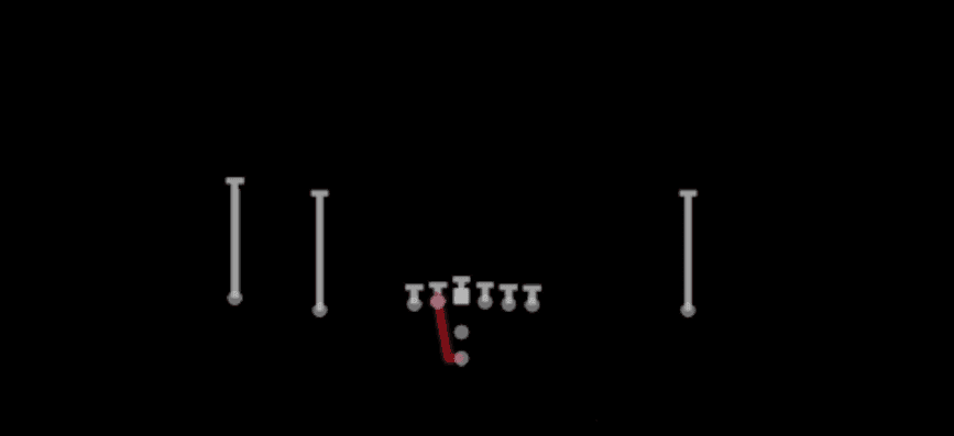 Play diagram for HB Slam from Pistol Doubles in Madden 27