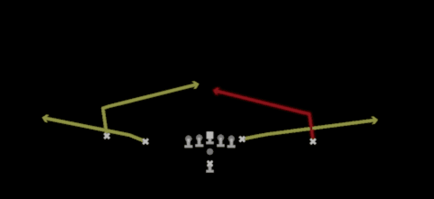 Play diagram for Slants from Pistol Doubles in Madden 27