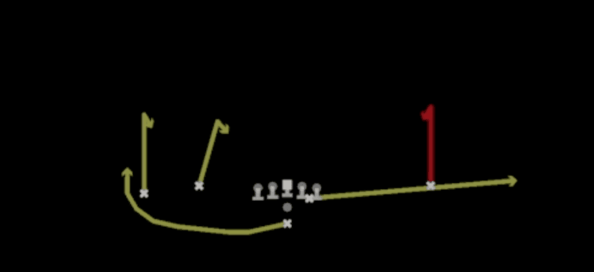 Play diagram for Curls from Pistol Doubles Flex Hip in Madden 27