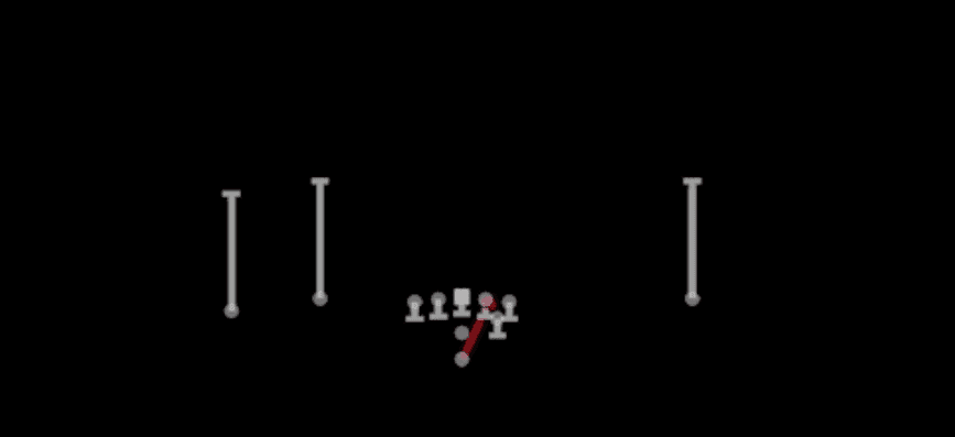 Play diagram for HB Draw from Pistol Doubles Flex Hip in Madden 27