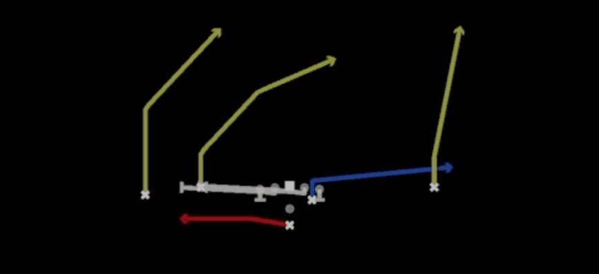 Play diagram for HB Slip Screen from Pistol Doubles Flex Hip in Madden 27