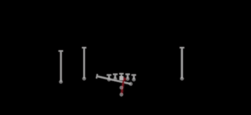 Play diagram for Inside Zone Split from Pistol Doubles Flex Hip in Madden 27