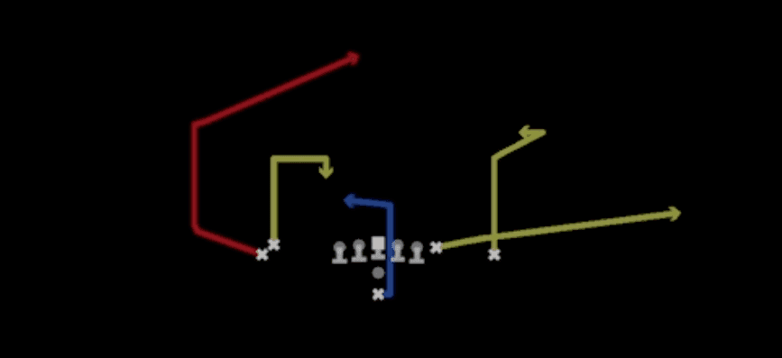 Play diagram for PA Post Swirl from Pistol Doubles Hip in Madden 27