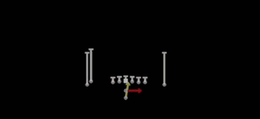 Play diagram for Read Option from Pistol Doubles Hip in Madden 27