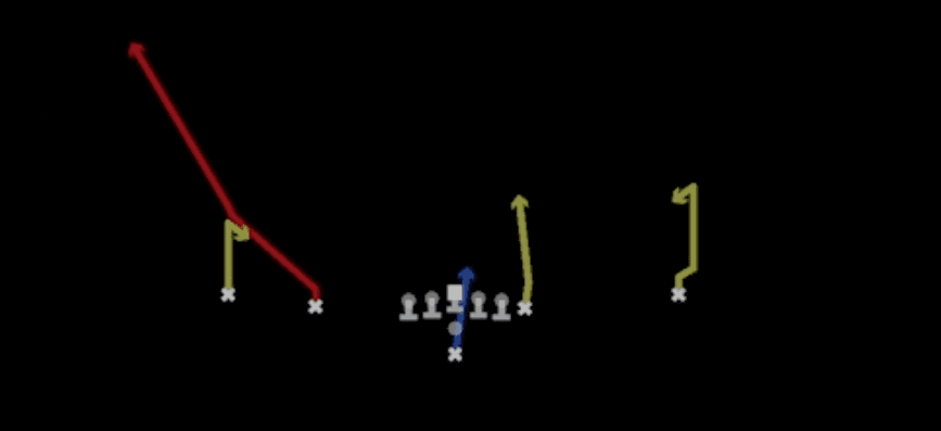 Play diagram for Fade Smash from Pistol Doubles Y Off in Madden 27