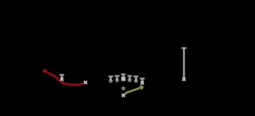 Play diagram for HB Stretch Alert Bubble from Pistol Doubles Y Off in Madden 27