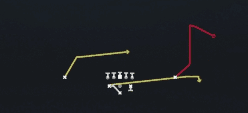 Play diagram for PA Boot from Pistol Full House in Madden 27