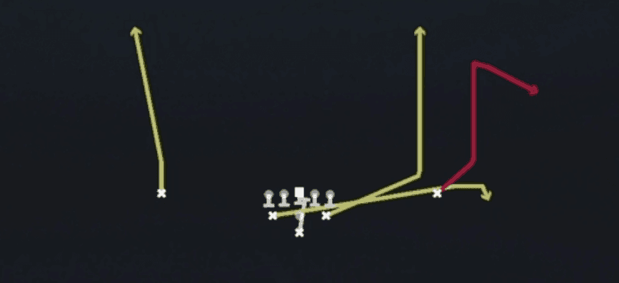 Play diagram for PA Comeback Flood from Pistol Full House in Madden 27