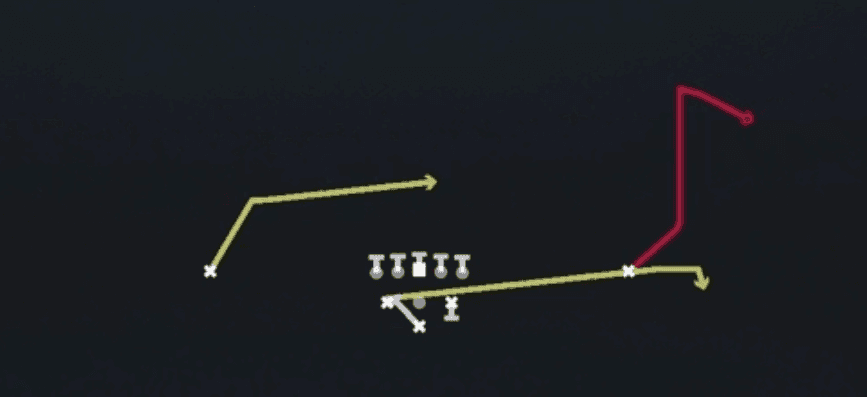Play diagram for PA Boot from Pistol Full House Base in Madden 27