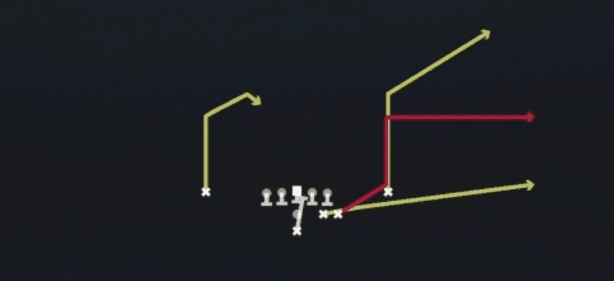 Play diagram for PA Flood X-Post Stop from Pistol Full House Over Close in Madden 27