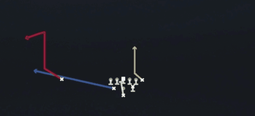 Play diagram for PA Comeback from Pistol Full House TE in Madden 27