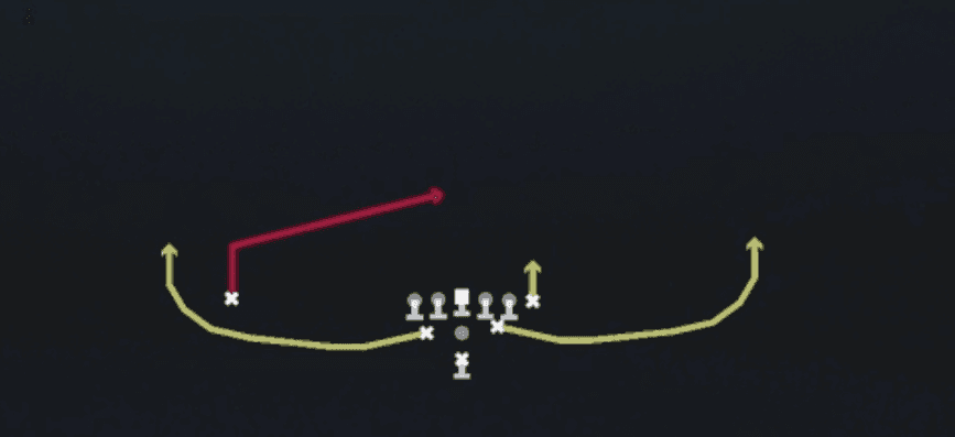 Play diagram for X Slant from Pistol Full House TE in Madden 27