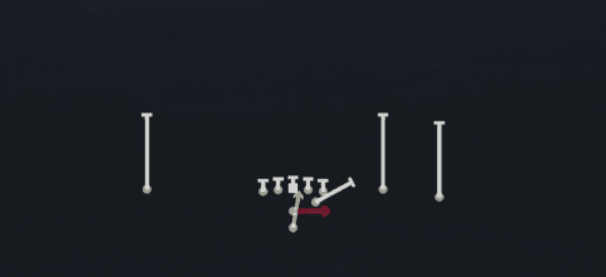 Play diagram for Read Option from Pistol Open Flex in Madden 27
