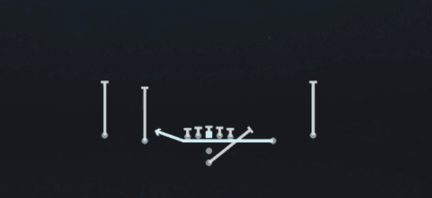 Play diagram for Jet Touch Pass from Pistol Spread in Madden 27
