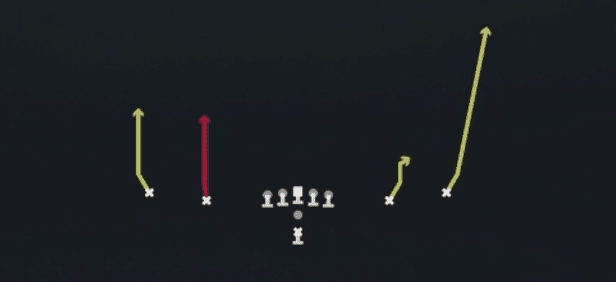 Play diagram for RNS Streak from Pistol Spread in Madden 27